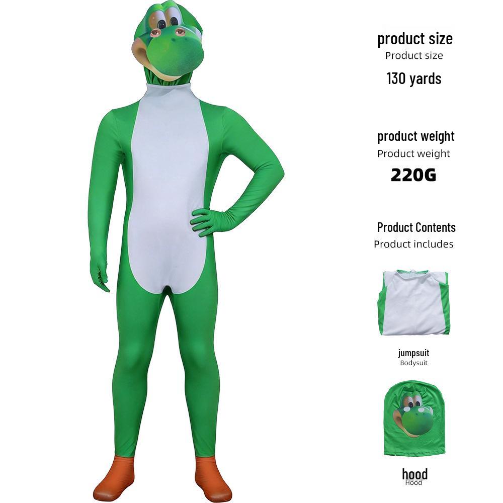 

Super Mario Yoshi Green Dinosaur Costume Jumpsuit for Kids & Adults - Halloween Cosplay Outfit 110cm (Child)