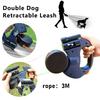 Non-Toxic Retractable Dual Doggie Leash With Led Light 360 Swivel No Tangle For Each Dog Independent Braking With 3M Reflective Leads