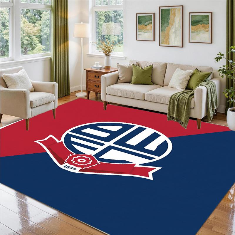 Bolton Wanderers FC Design Kristall-Samt-Teppich Weiche Dekorationsmatte für Schlafzimmer Eingang