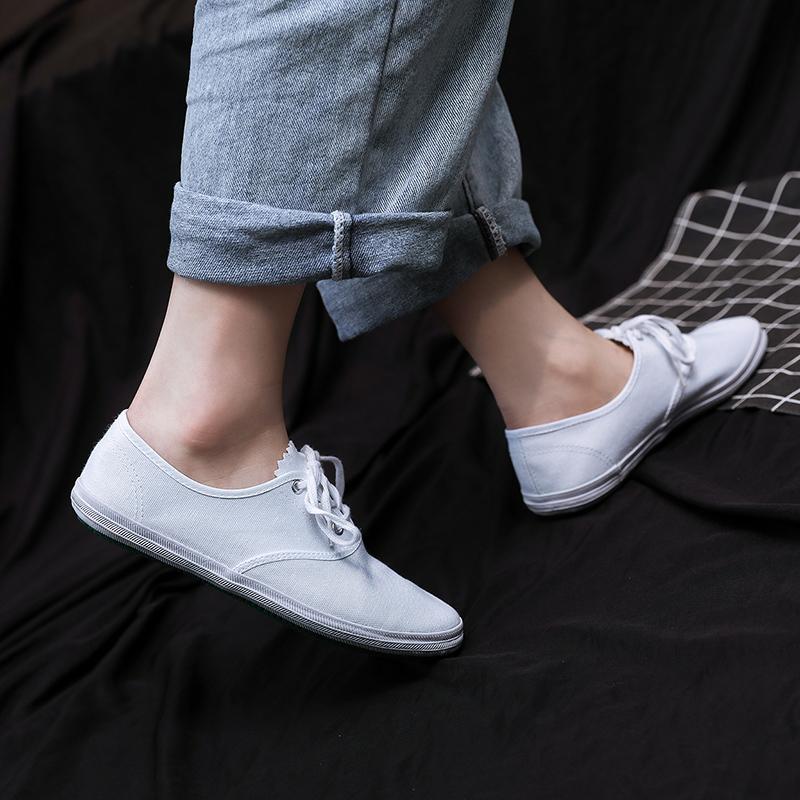 Fashion Spring Sports Casual Shoes Women Fashion Round Head Deep Mouth Cloth Front Lacing Soft Sole Non-slip Flat Shoes