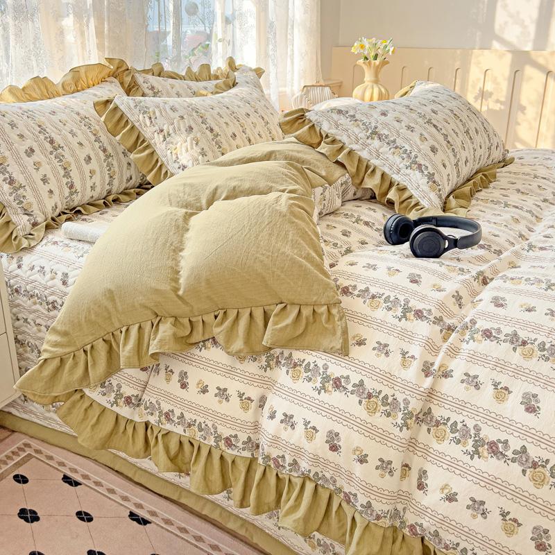 Mei Yun Ge Yun Gan Jacquard Double layer Yarn Bed Cover Han Edition Four piece Set