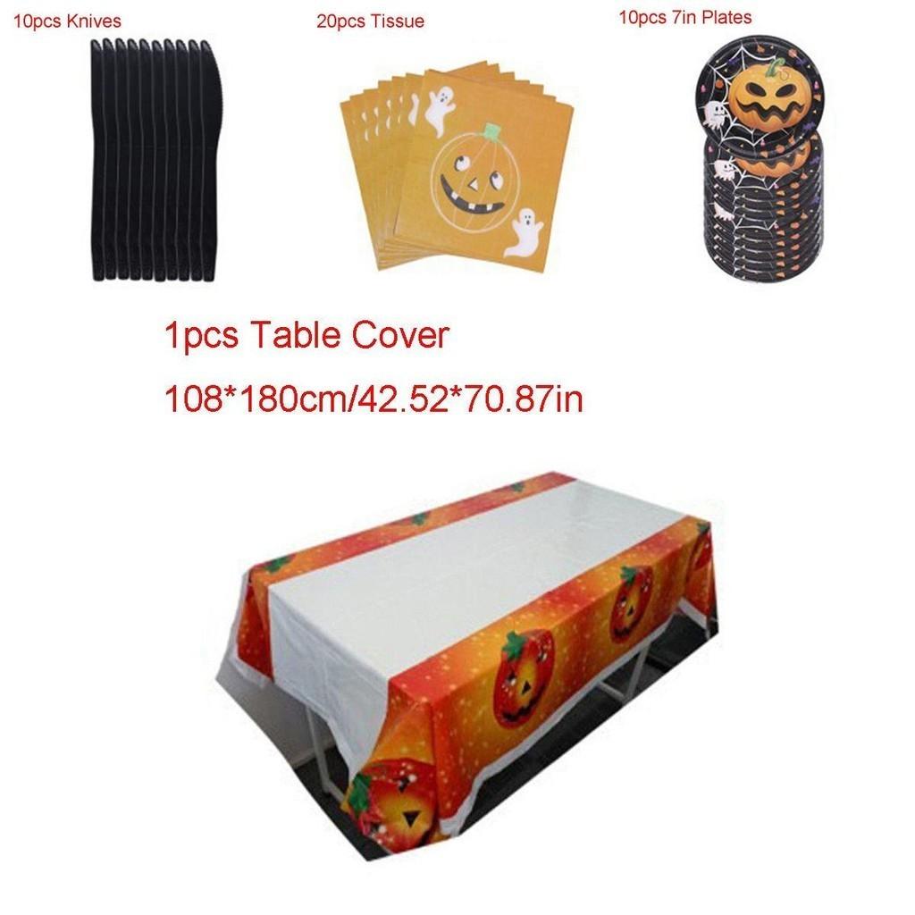 Halloween Party Dekorationszubehör einschließlich Kürbis-Tischdecke und Strohhalme**