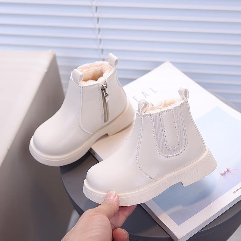 Новые Девичьи Милые и Крутые Британский Стиль – Мальчишечьи Зимние Мягкие Детские Сапоги, Модный Универсальный Трендовый Дизайн 22 бежевый