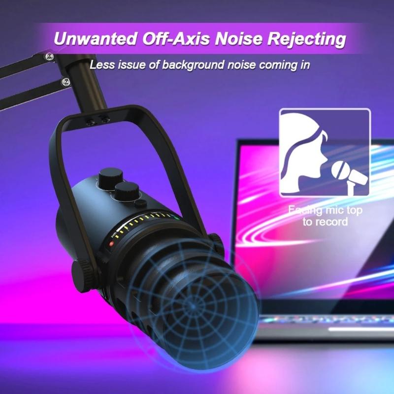 Professional Studio Quality USB Microphone with Double Connectivities for Clear Sound Recording Offering Versatility