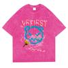 Graffiti Street Bear Print Washed Retro Snow Men Tshirt Summer Loose Cotton T Shirt Breathable Clothes Oversize Casual Tees