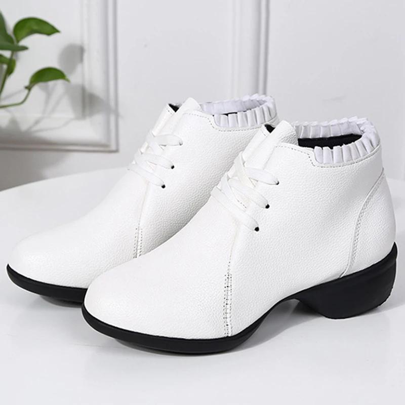 Latin Dance Sko Salsa Ballroom Sko Dame Myk Såle Pust PU Kvinner Practice Danse Sko Hæl 4 cm Dame Danse Joggesko