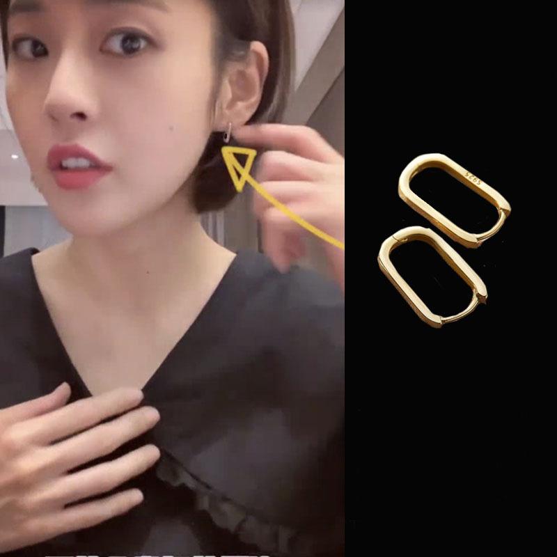 Hot Sale 925 Sterling Silver Geometric Square Hoop Earrings Simple Exquisite Sexy Jewelry Gift with Tempered Beauty