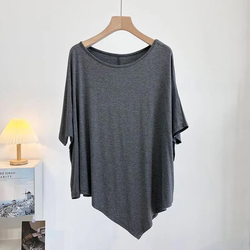 T-shirt Damski Jednolity Kolor Codzienny Duży Rozmiar Luźny Okrągły Dekolt Pulower Krótki Rękaw Top