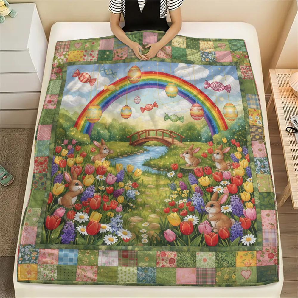 1Pc Cartoon Print Flannel Blanket, High Quality Comfortable for All Seasons, Home Decor, Warmth and Comfort, Perfect for Christmas Birthday Gift