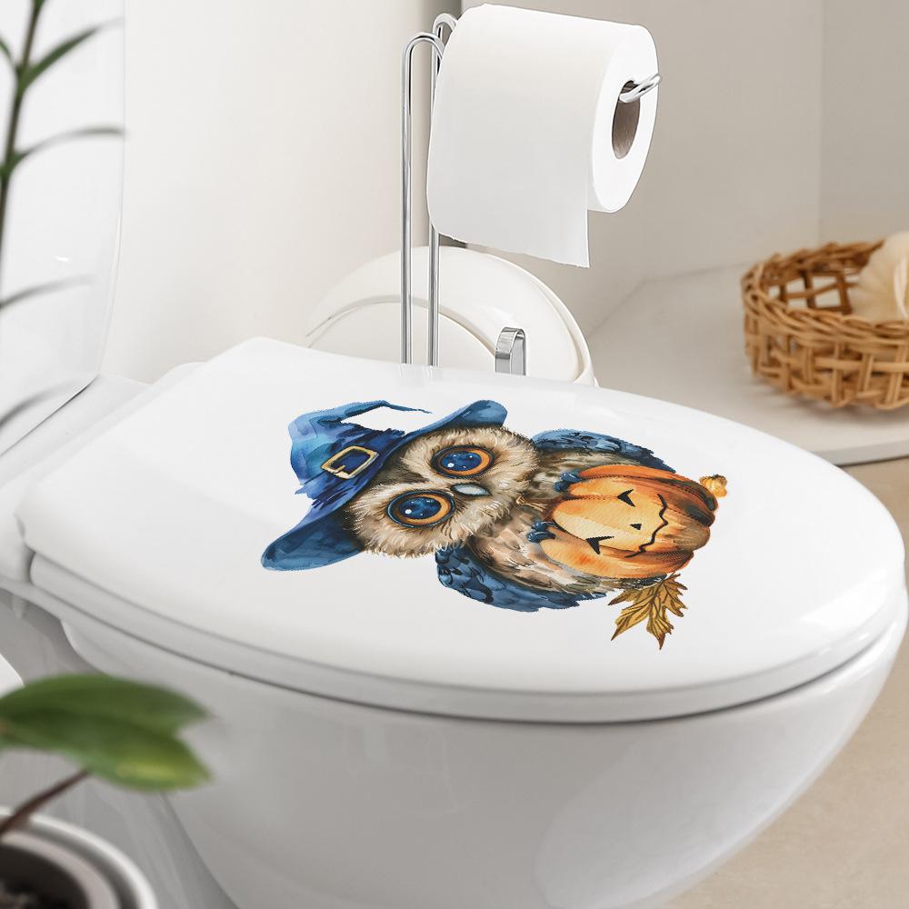 Halloween Cartoon Owl Pumpkin Bathroom Toilet Toilet Beautify Sticker