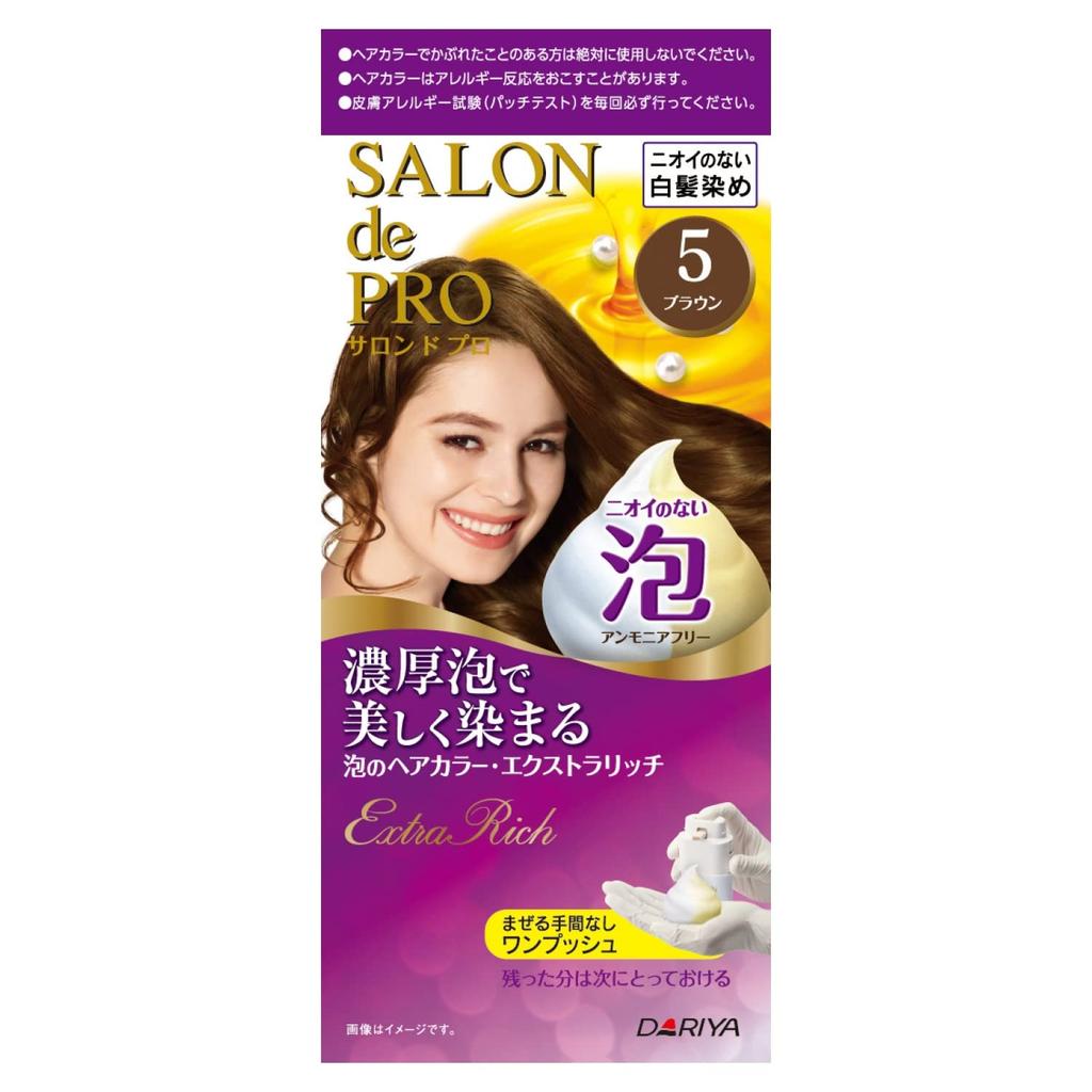 Salon de Pro Foam Hair Color Extra Rich 5 Odorless Hair Color for Gray Foam Reserve Available (Brown) [Quasi-drug] Hair, Fragrance-Free, Type,