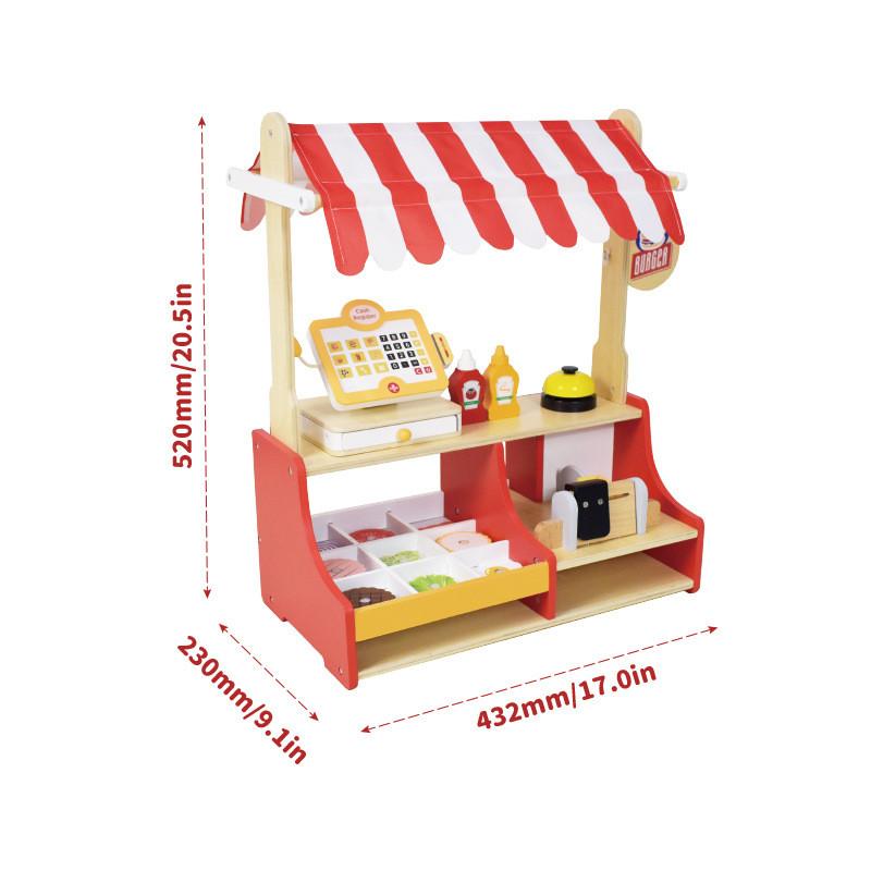 Burger Little Wooden Shop With Fruit Vegetables Cash Register For Play Creative