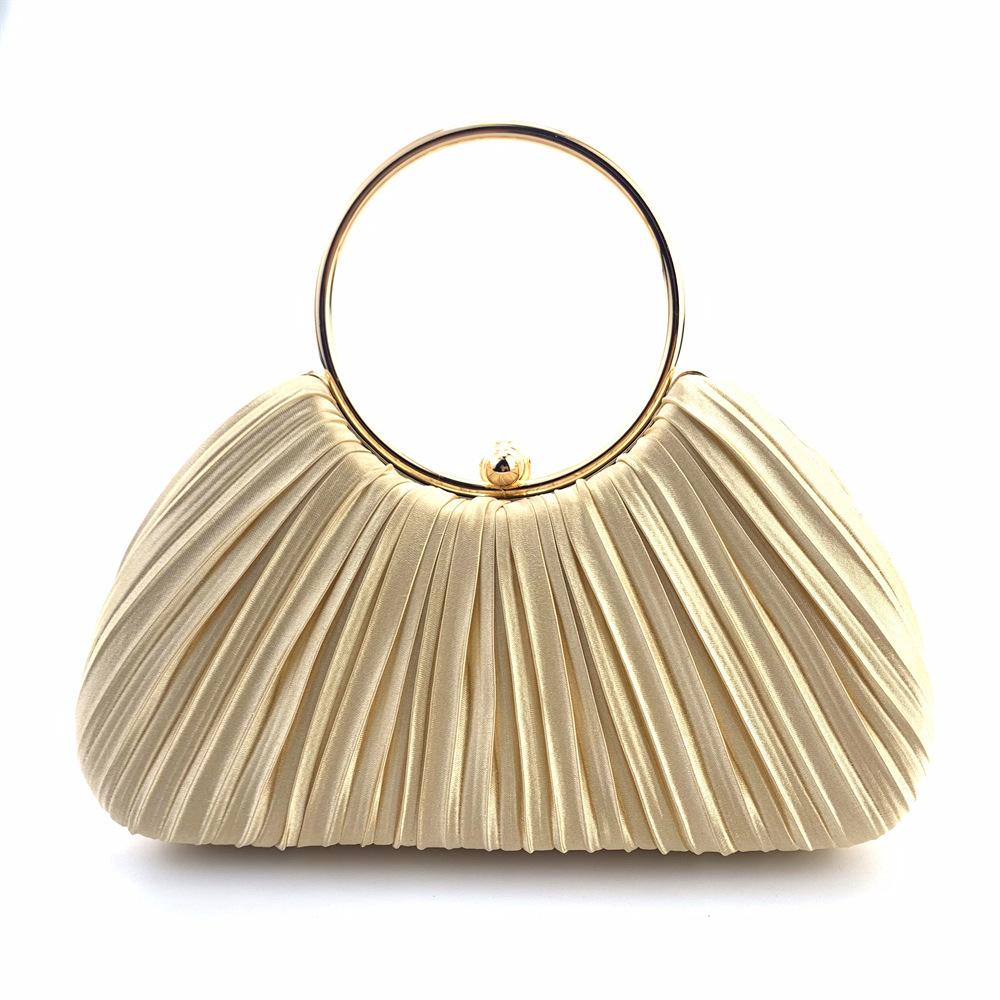 Women's Pleated Evening Bag Handbag with Chain Elegant Shoulder Bag Dressy Clutch Purse for Wedding Party Prom Crossbody Bag for Women Handle Satchel