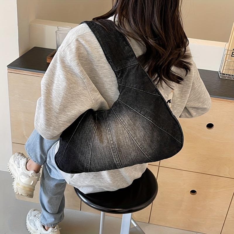Trendy Denim Shoulder Bag All-Match Classic Niche Design Underarm Bag For Women Daily Use Shopping Bag