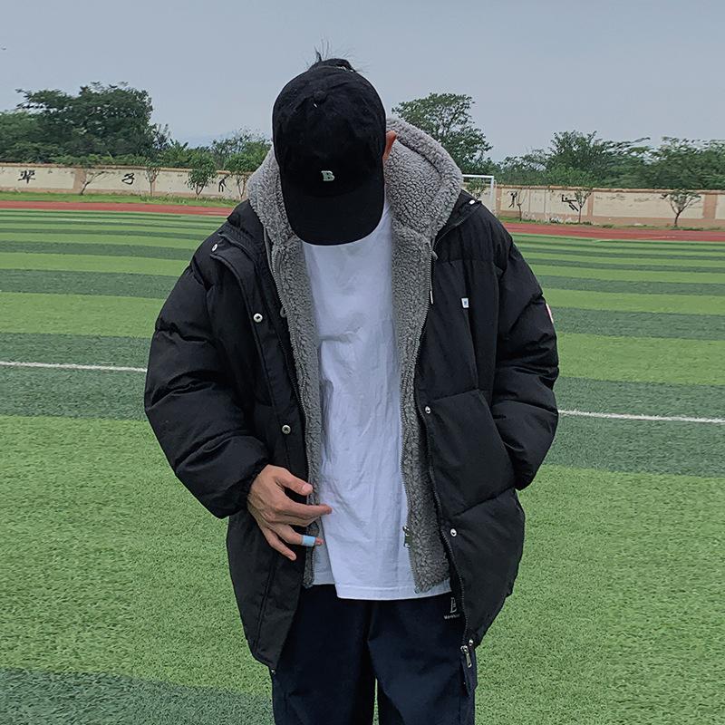 

Осенне-зимнее женское пальто, поддельное двухкомпонентное с капюшоном, свободное хлопковое пальто, утолщенная теплая куртка для пары S чёрный