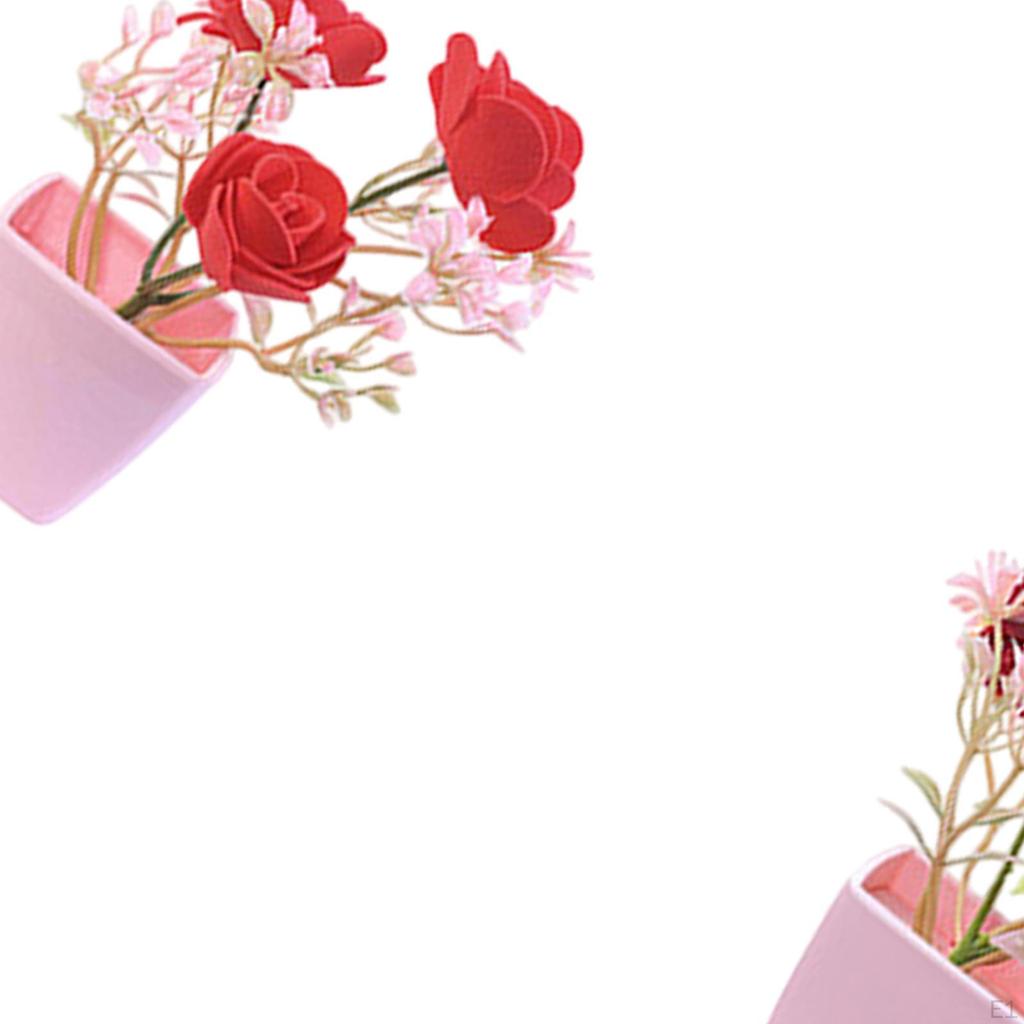4 Pieces Artificial Flowers in Pot Fake Potted Plants Simulation Bonsai for Bathroom