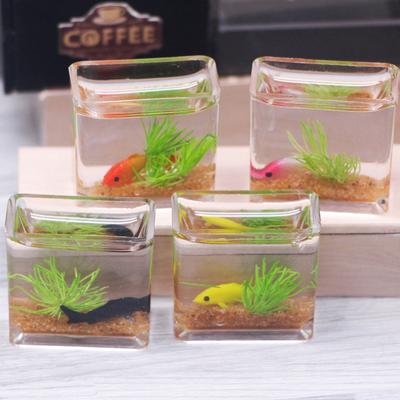 1Pcs 1:12 Dollhouse Miniature Fish Tank Simulation Aquarium Home Decor Toy Doll House Accessories