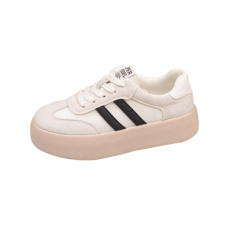 Casual Mesh German Training Shoes Women's 2025 Summer New Breathable Sports Board Shoes Versatile Retro Platform White Shoes