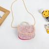 Childrens Canvas Bag With Artificial Pearl Handle And Butterfly Cartoon Pattern For Daily Use