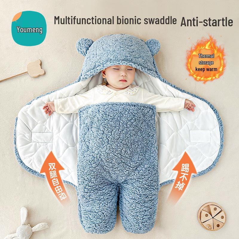 Lambswool Winter Baby Swaddle Blanket - Anti-Startle Thick Wrap