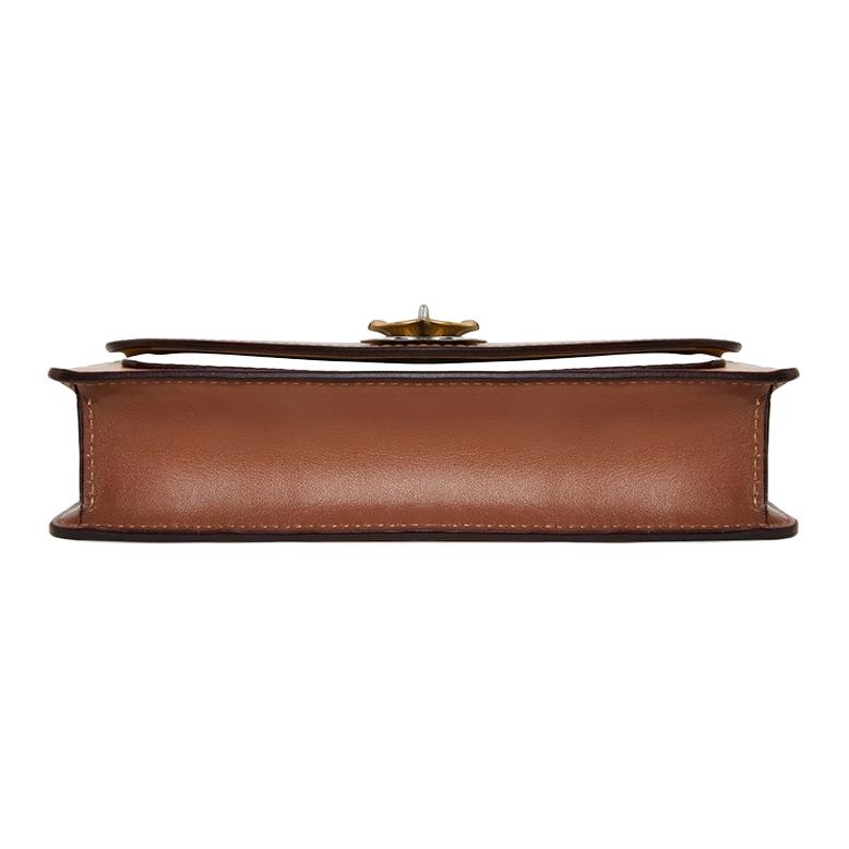 New COACH Parker Coated Canvas With Refined Calfskin Shoulder Bag, Crossbody Bag Small Women's Brown Monogram 1680-B4R7F