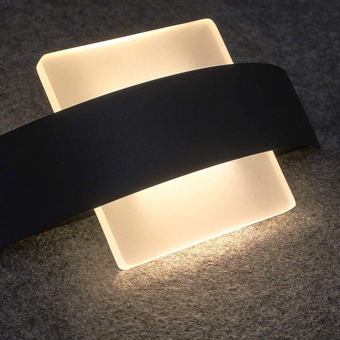 Applique murale LED - NETTLIFE - 23,5 cm - Noir - 7 W - 3000K (blanc chaud)