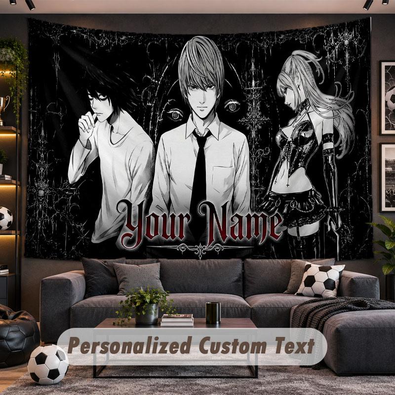 Wall Hanging Tapestry Custom NameDeath Note Pattern Personalized Printed Fabric Wall Decor