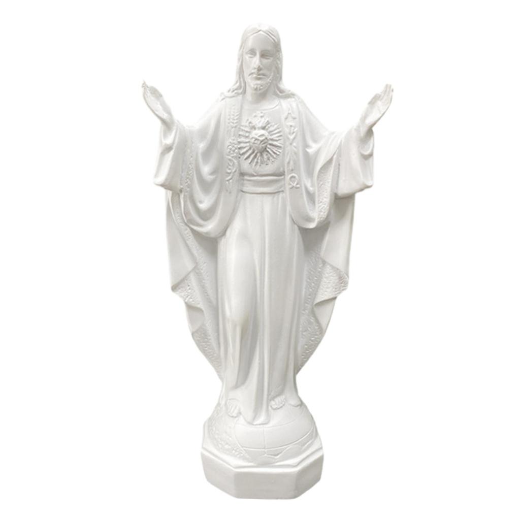 Jesus Statue Sculpture Artwork Resin Figurine Miniature Collectible Jesus Ornament for Bedroom Living Room Desktop Decorations
