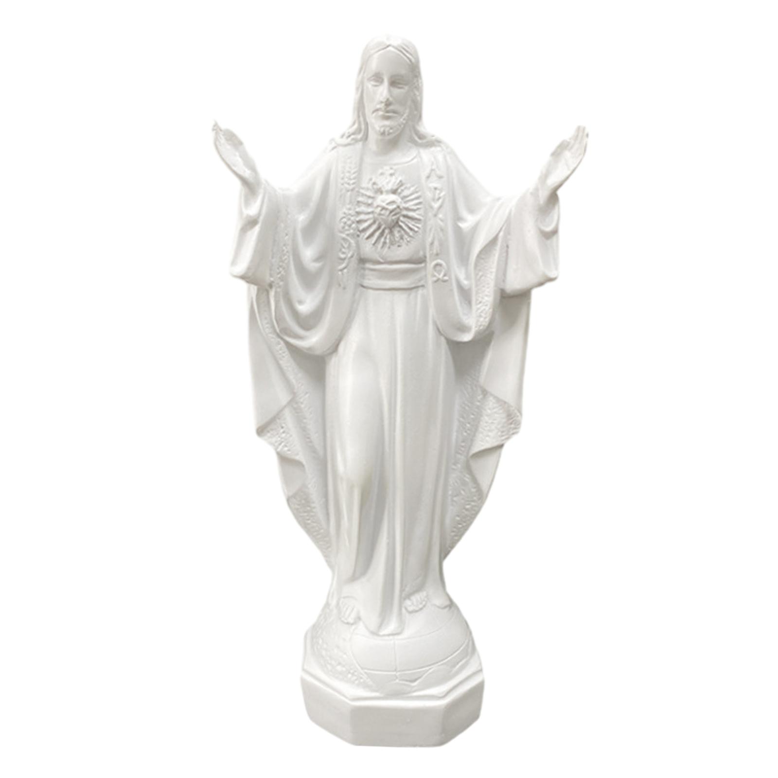 

Jesus Statue Sculpture Artwork Resin Figurine Miniature Collectible Jesus Ornament for Bedroom Living Room Desktop Decorations белый