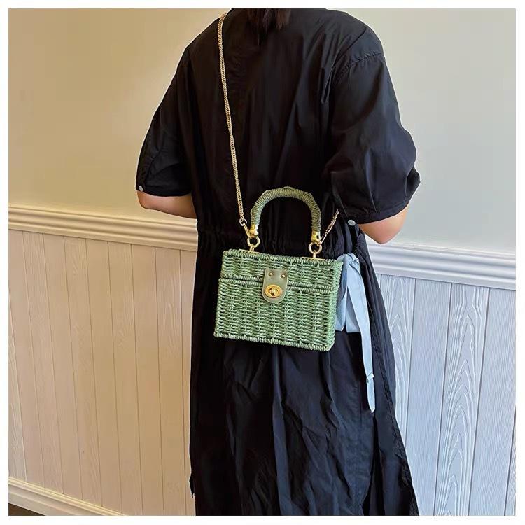Nová luxusní taška z proutí, Ruční crossbody taška, Dámská taška, Malá voňavá proutěná taška, Malá čtvercová taška, Taška na dovolenou na pláž