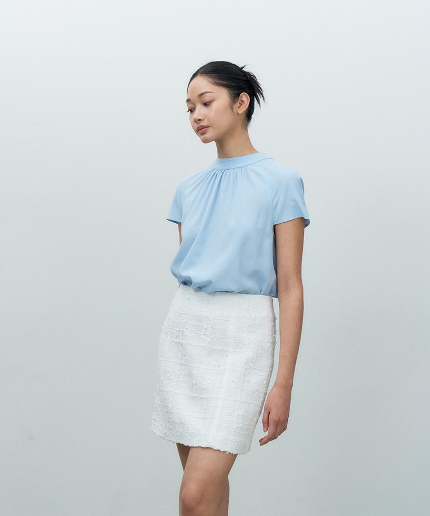 Make A Toast Classic Tweed Skirt White Mbessk003Wh