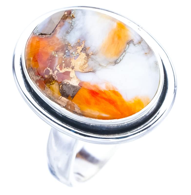 

StarGems® Natural Copper Chalcedony Handmade 925 Sterling Silver Ring 7.5 F1700