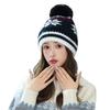 Rabbit fur knitted hat autumn and winter hat women's fleece ear protection warm wool hat fashionable versatile headgear