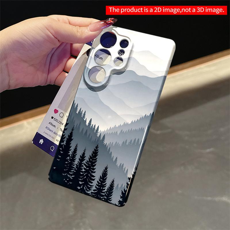 2DFlat Samsung Phone Case Misty Mountain Pine Silhouette Landscape Applicable To Galaxy S22 S23 S24 S25ULTRA S26 A12 A13 A14 A15 A16  A34 A35 A54 A55