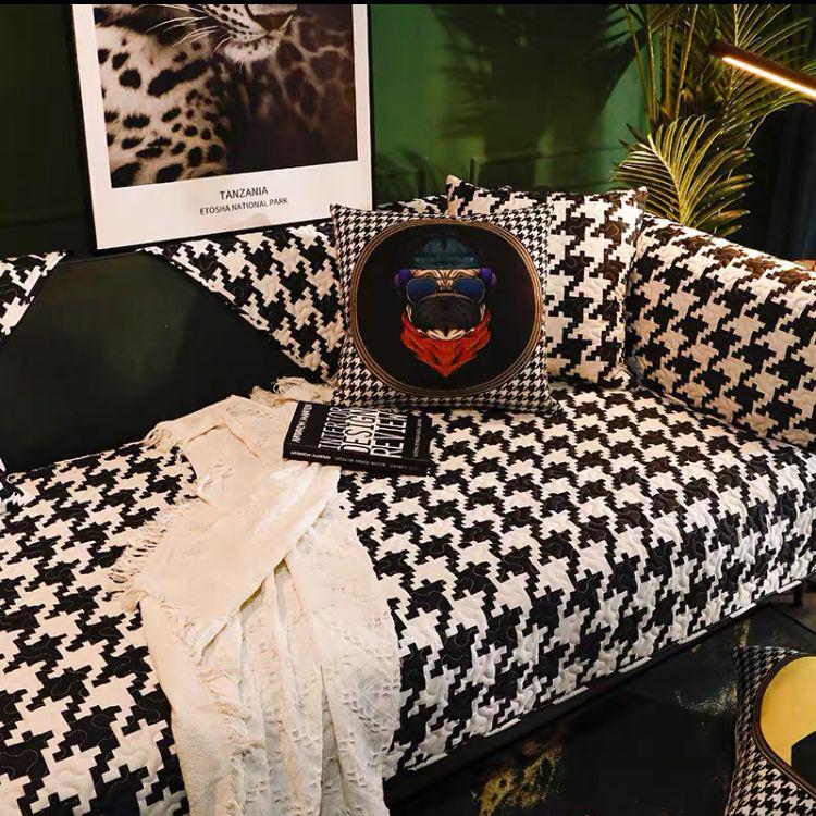 

Диванная подушка с рисунком «гусиные лапки», зимняя простая современная хлопковая ткань, скандинавская подушка, четырехсезонный противоскользящий высококачественный чехол 70*70