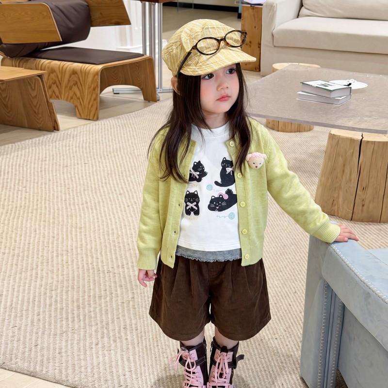 Girls Knit Cardigan Fall Casual Sweater Coat A Baby Clothes Solid Color Long Sleeve