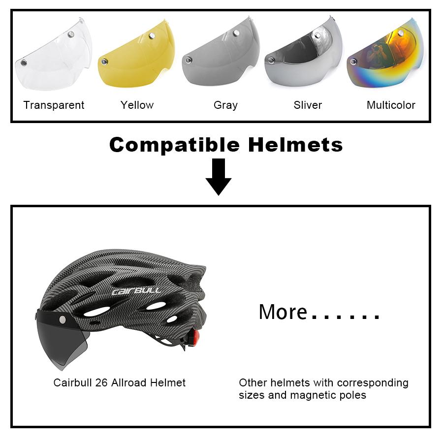 Capacete de bicicleta Óculos de ciclismo Viseira Acessórios Estrada Mtb Aero Capacete de bicicleta Óculos Anti Uv Lente Transparente Cinza Amarelo Prata