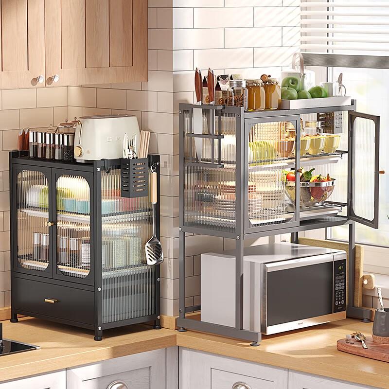 Multifunctional Kitchen Countertop Microwave & Dish Storage Rack