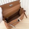 2025 New Leather Swift Leather Women's Bag Double Pocket Zipper Portable Shoulder Diagonal Span Fashion Buckle Women's Bag
