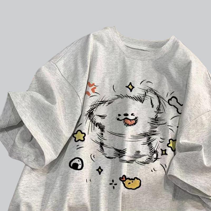 

Футболка из хлопка с короткими рукавами женская летняя новая свободная принтованная футболка 3XL