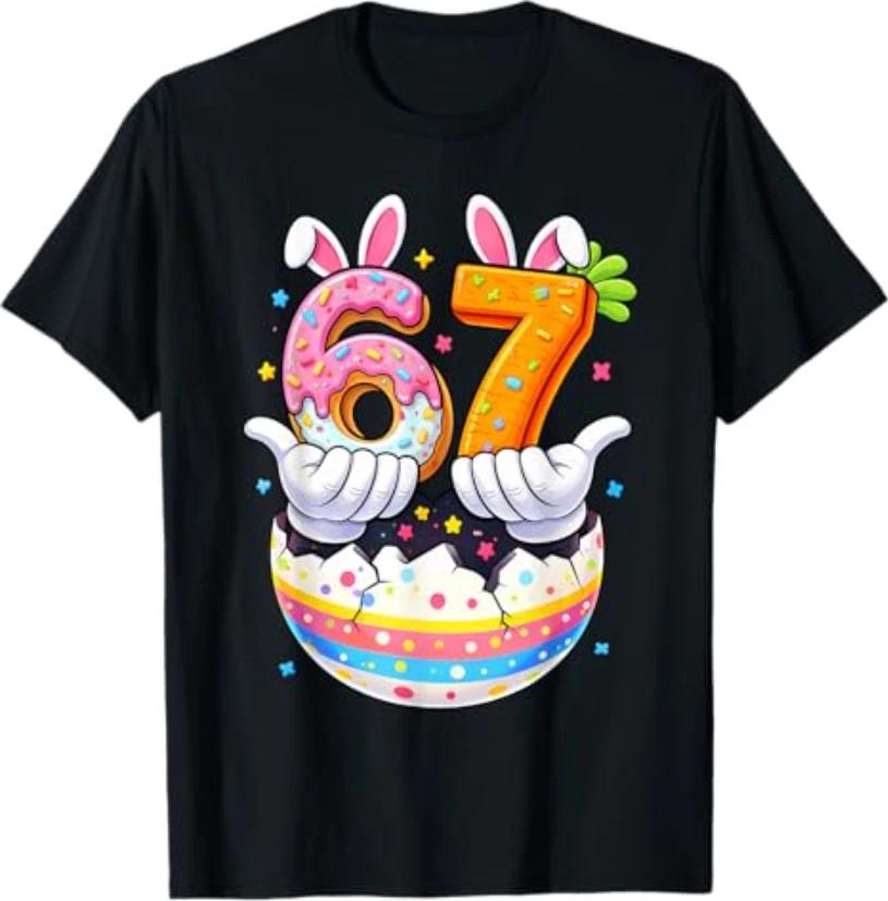 Easter Eggs Funny Bunny Six Seven 67 Memes 6 7 T-Shirt 4XL