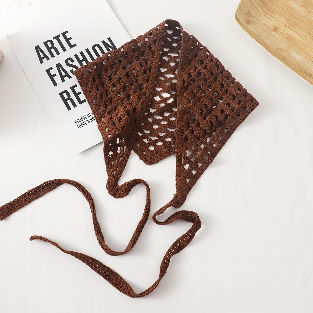 New Korean Style KFashion Hollow Out Knitted Triangular Bandanas For Women Head Wrap Kerchief Handmade Crochet Headscarf Triangle Scarf