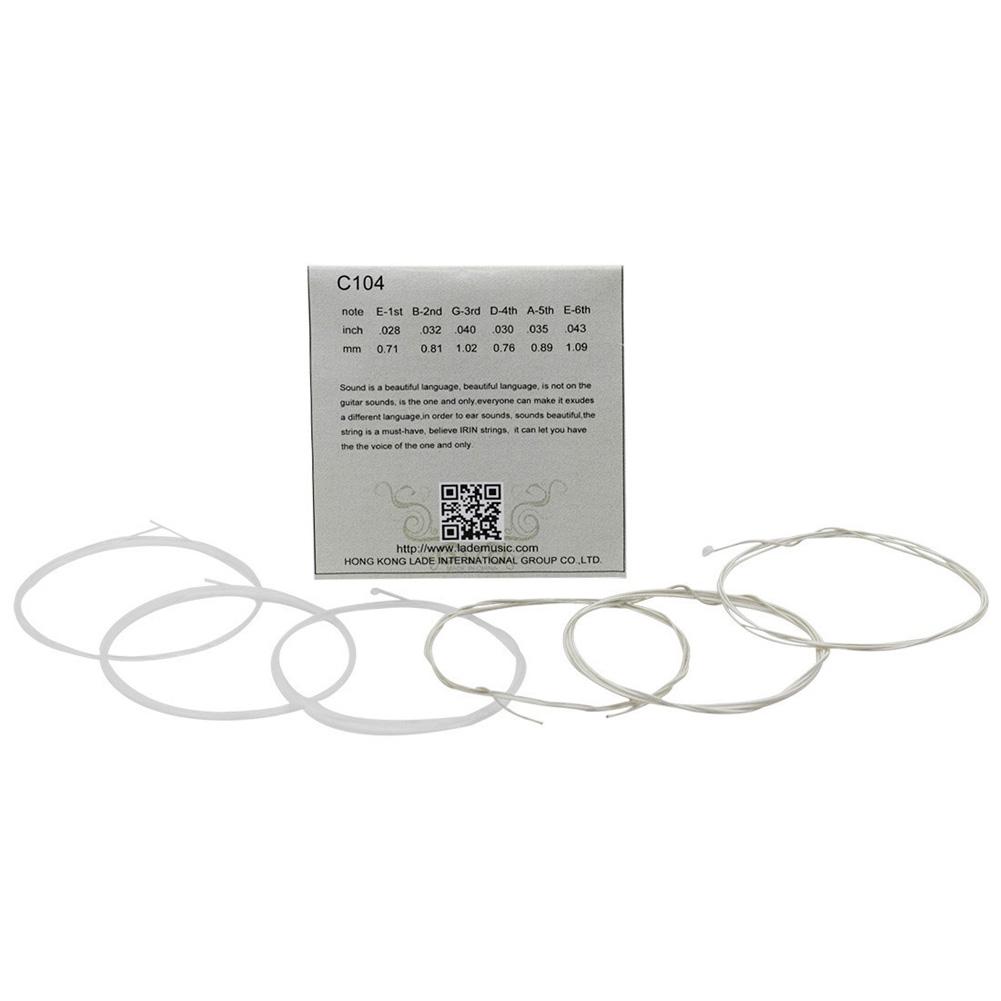C104 Guitar Strings Acoustic Folk Guitar Brilliant Sound Quality Silver-plated Copper Alloy Wound Nylon Core Strings