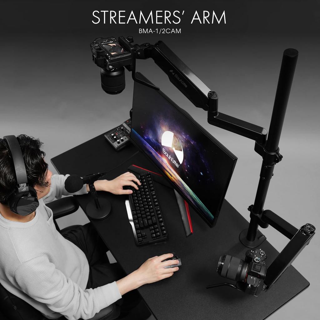 Bauhutte Arm Camera Arm for Streamers Camera Stand Show Your Face with a Camera Compatible with Streaming Camera Reflex Camera Clamp Fixed Type Free