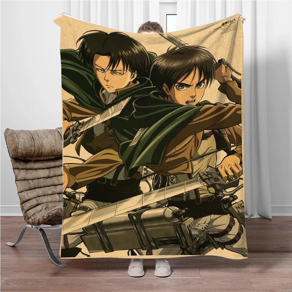 Vintage Japanese Anime Attack-on-Titan Flannel Blanket Soft Warm Throw Nap Blanket For Sofa Office Bed Office Camping Travelling