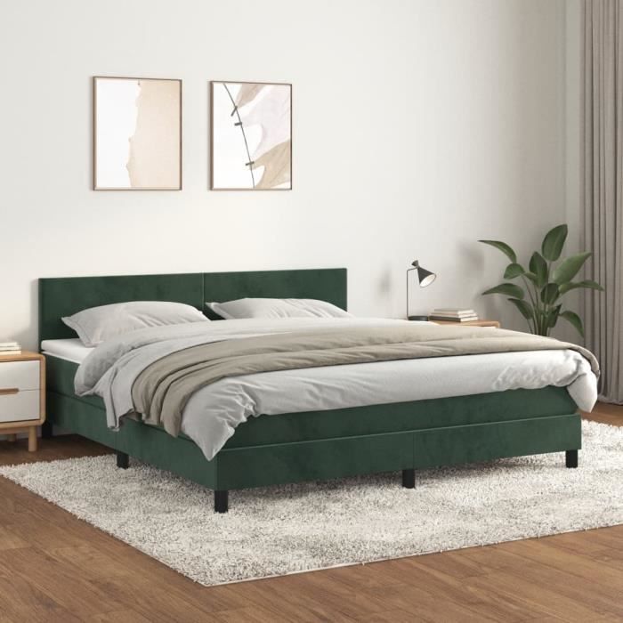 3141194 vidaXL Divan Bed and Mattress Dark Green 160x200cm Velvet