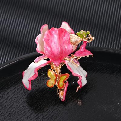 Vintage Vintage Fashion Elegance Advanced Sense Heavy Industry Imitation Enamel Color Glaze Three-dimensional Iris Butterfly Brooch Female