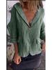 2024 Early Autumn Women's Plus Size Loose Cotton Linen Blazer with Notch Lapel Buttons