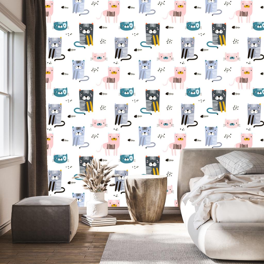 Wallpaper Colorful Funny Kittens Fairy Tale 3D for Living Room and Bedroom 50x1000