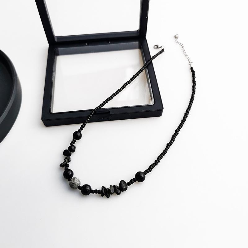 Geometrisches Stein-Halsband im chinesischen Stil - Künstlerisch, Unregelmäßig, Retro Perlen-Schlüsselbein-Kette